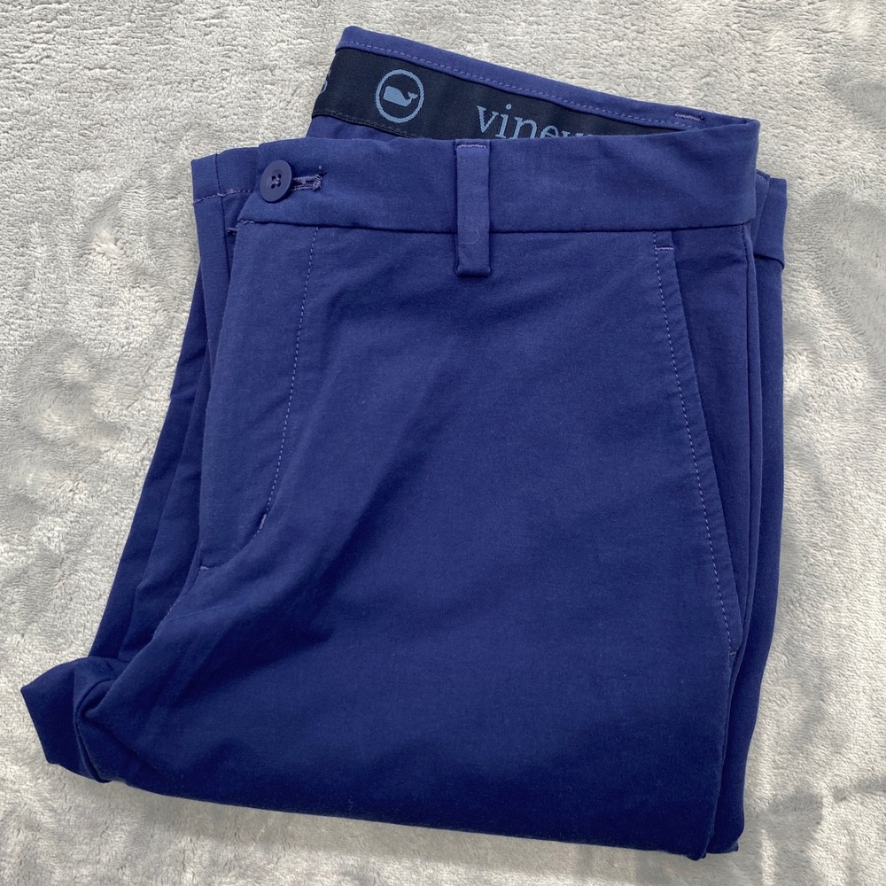 Vineyard Vines Mens On The Go Pant Blue Performance Chino Stretch 30x34 Golf